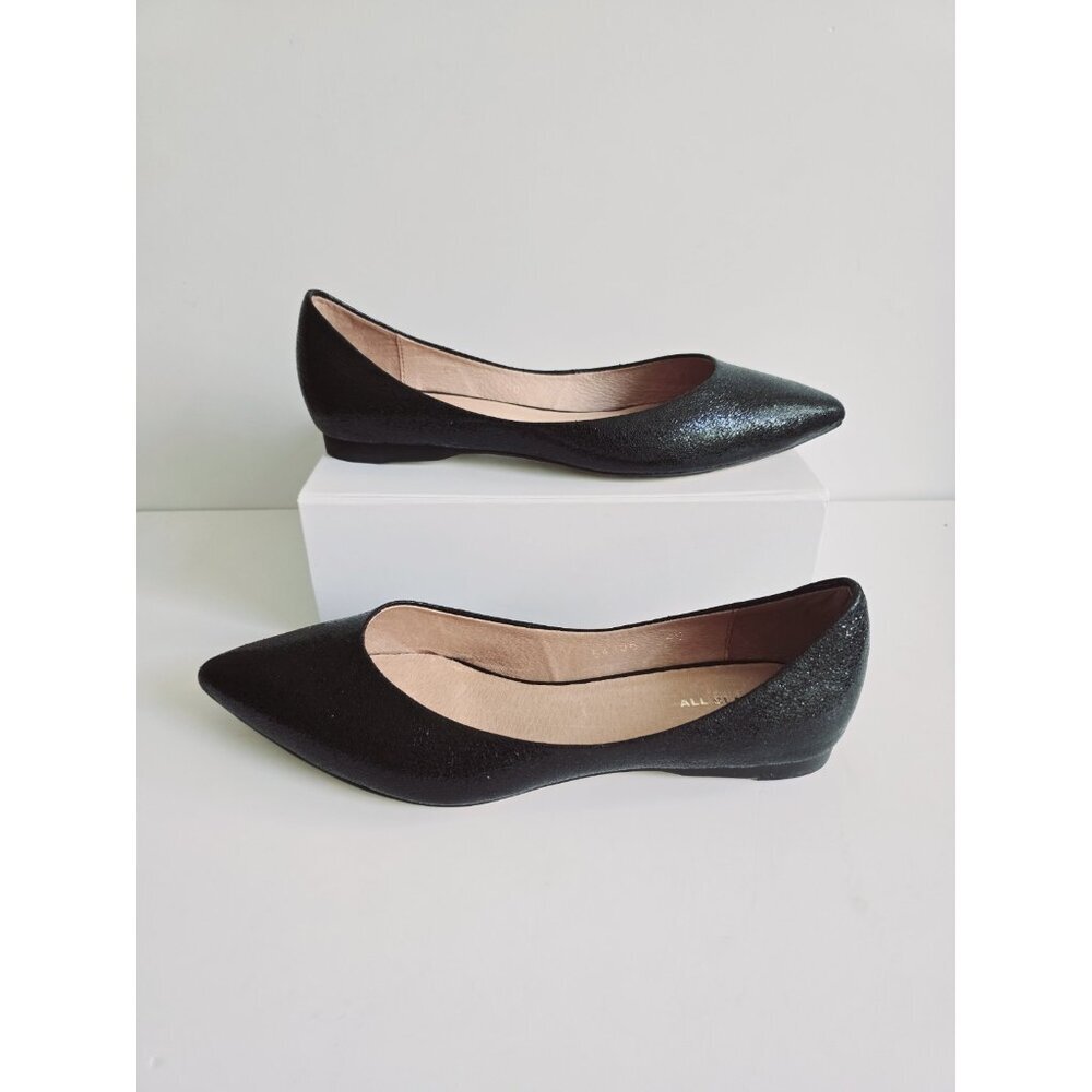ALL BLACK Footwear Leather Slip On Pointed Toe Leather Ballet Flats Shoes 40 9.5
